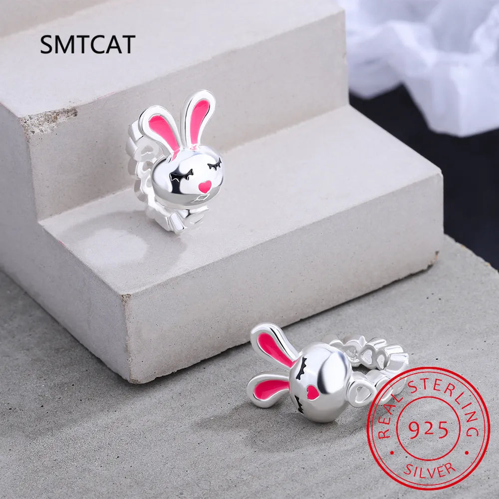 Baby Princess 925 Silver Heart Ear Buckles Rabbit Hoop Earring - Cute Girl's Jewelry