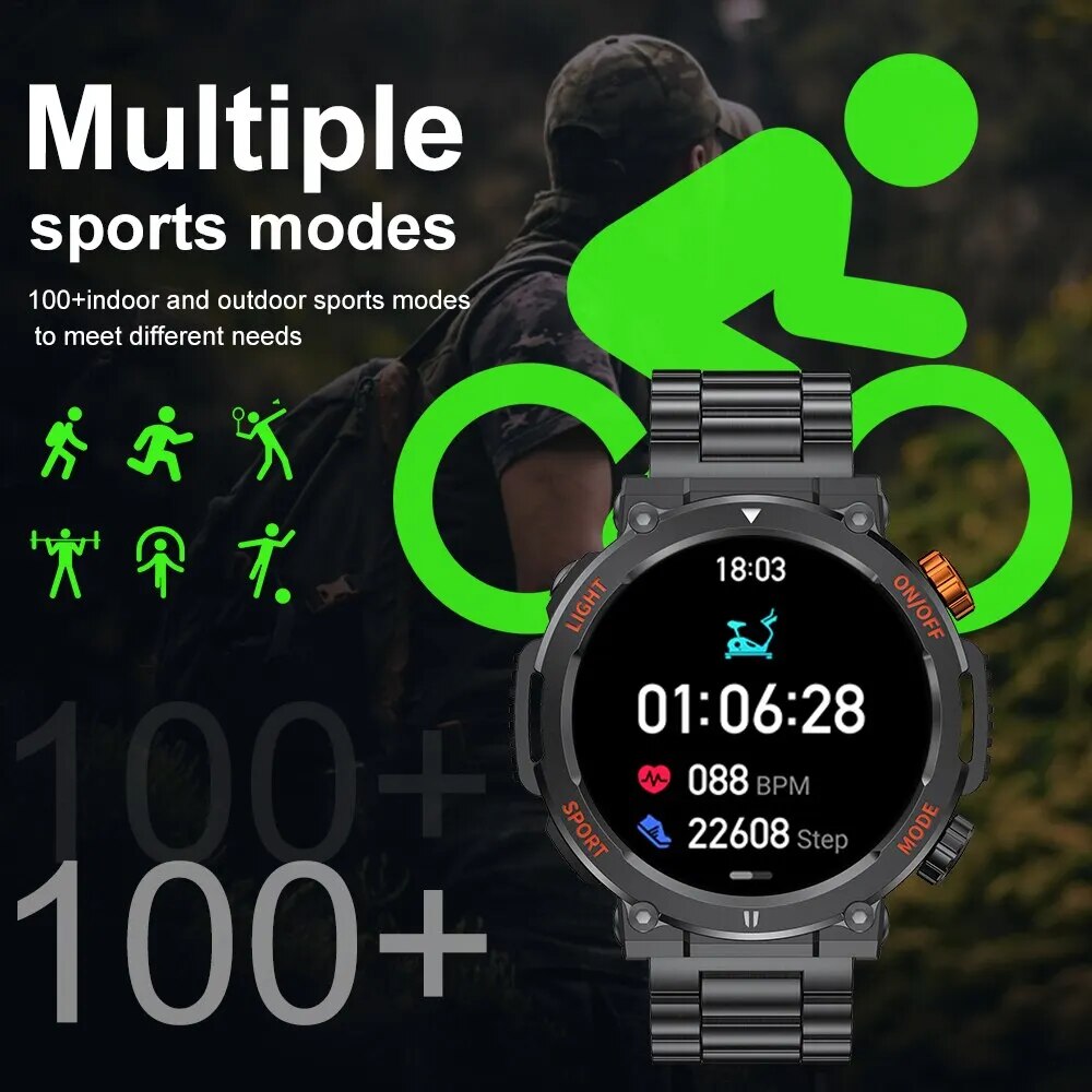 TreasureTech 2023: Men's Outdoor Smartwatch - 1.46" Display, Heart Rate & Sleep Tracker, 100+ Sports Modes & Compass