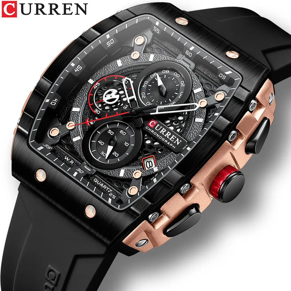 Luxury Square Waterproof Chronograph with Luminous Dial