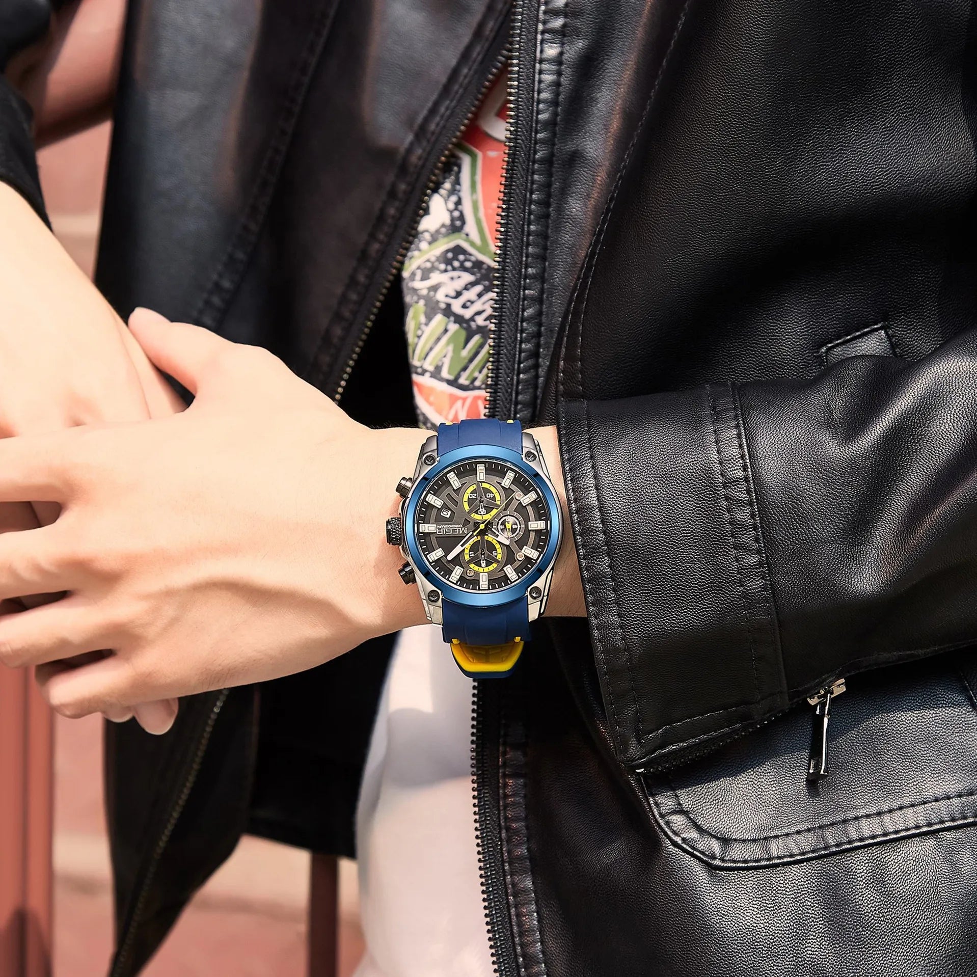 The Treasures Boutique Commander by Megir: Luxury Chronograph Leather Watch