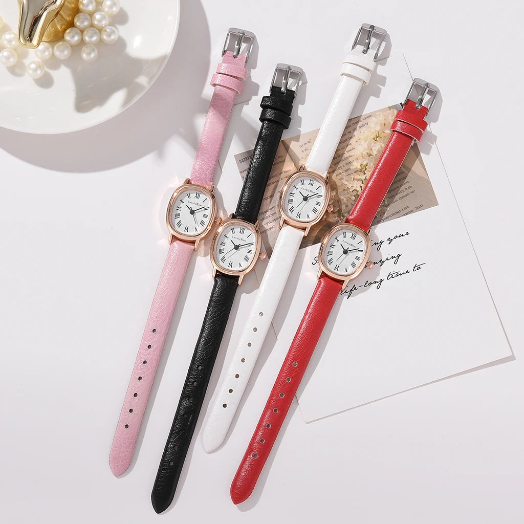 Elegance Duo: Chic Women's Quartz Watch and Bracelet Set - Luxurious Leather Style