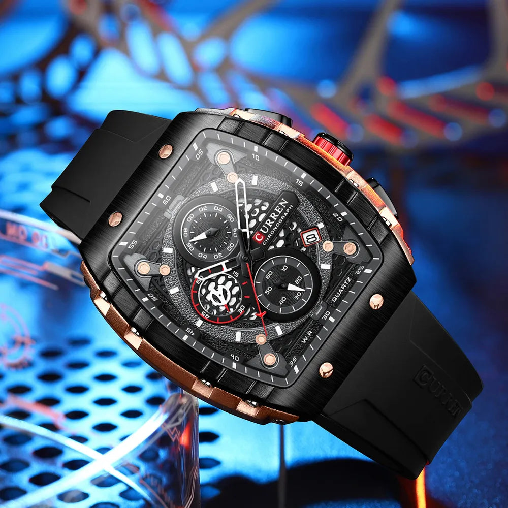 Luxury Square Waterproof Chronograph with Luminous Dial